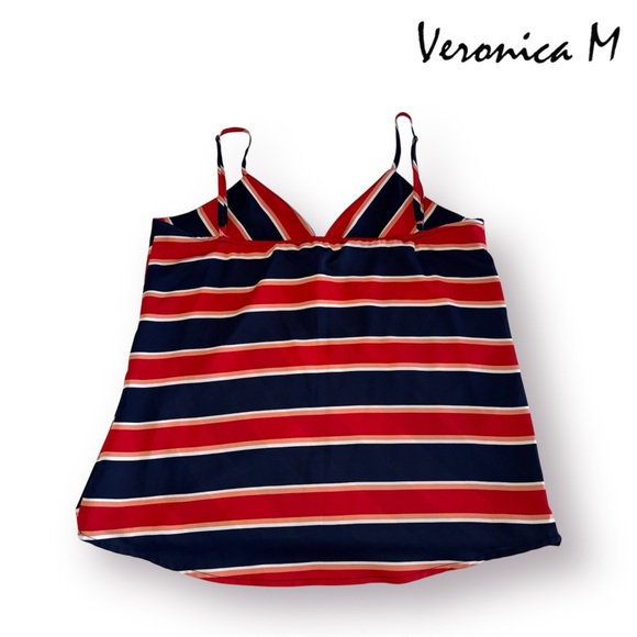 Veronica M Red Navy White Striped Camisole Sleeveless Blouse - Picture 5 of 8